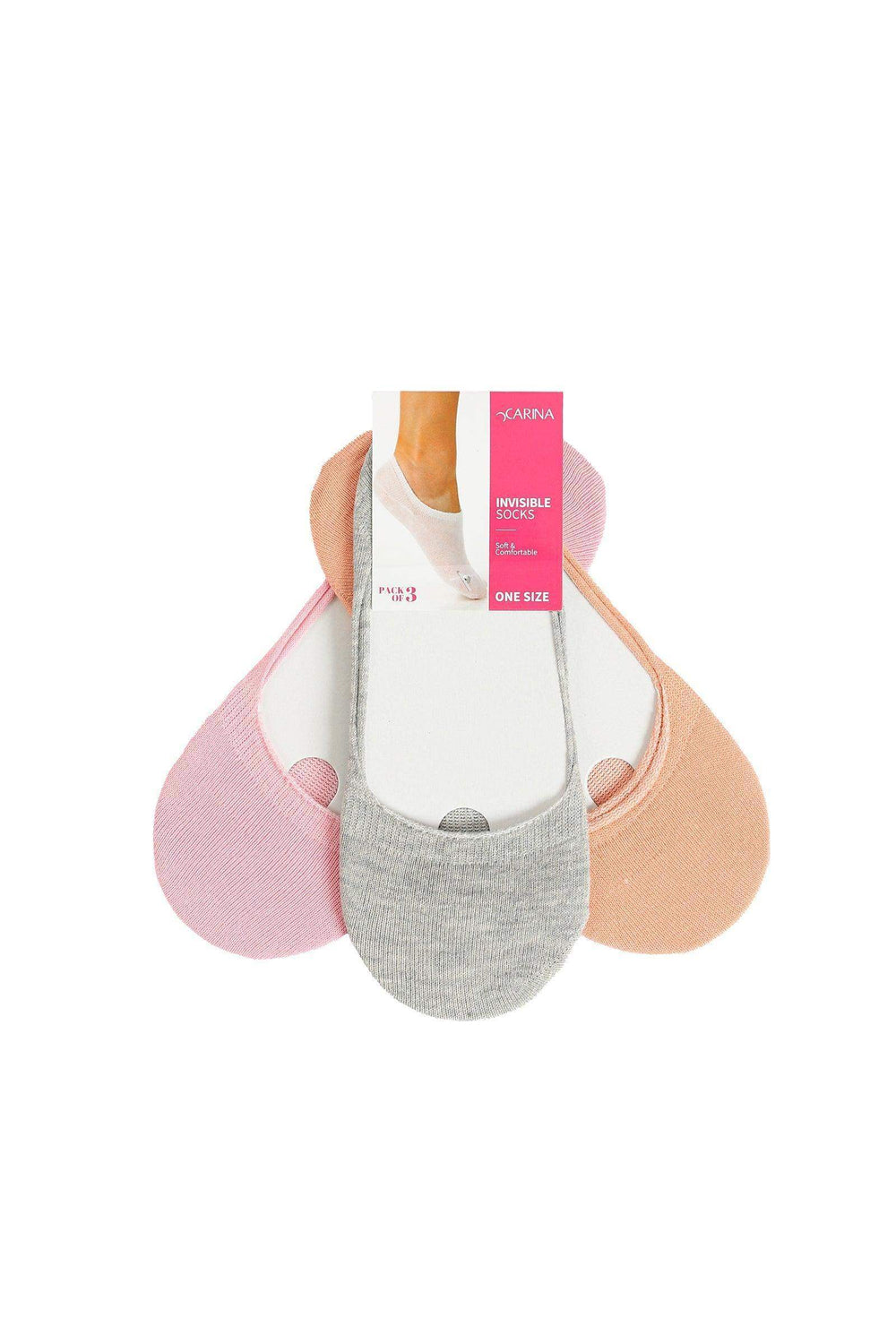 Plain Invisible Socks - 3 Pairs - Carina - كارينا
