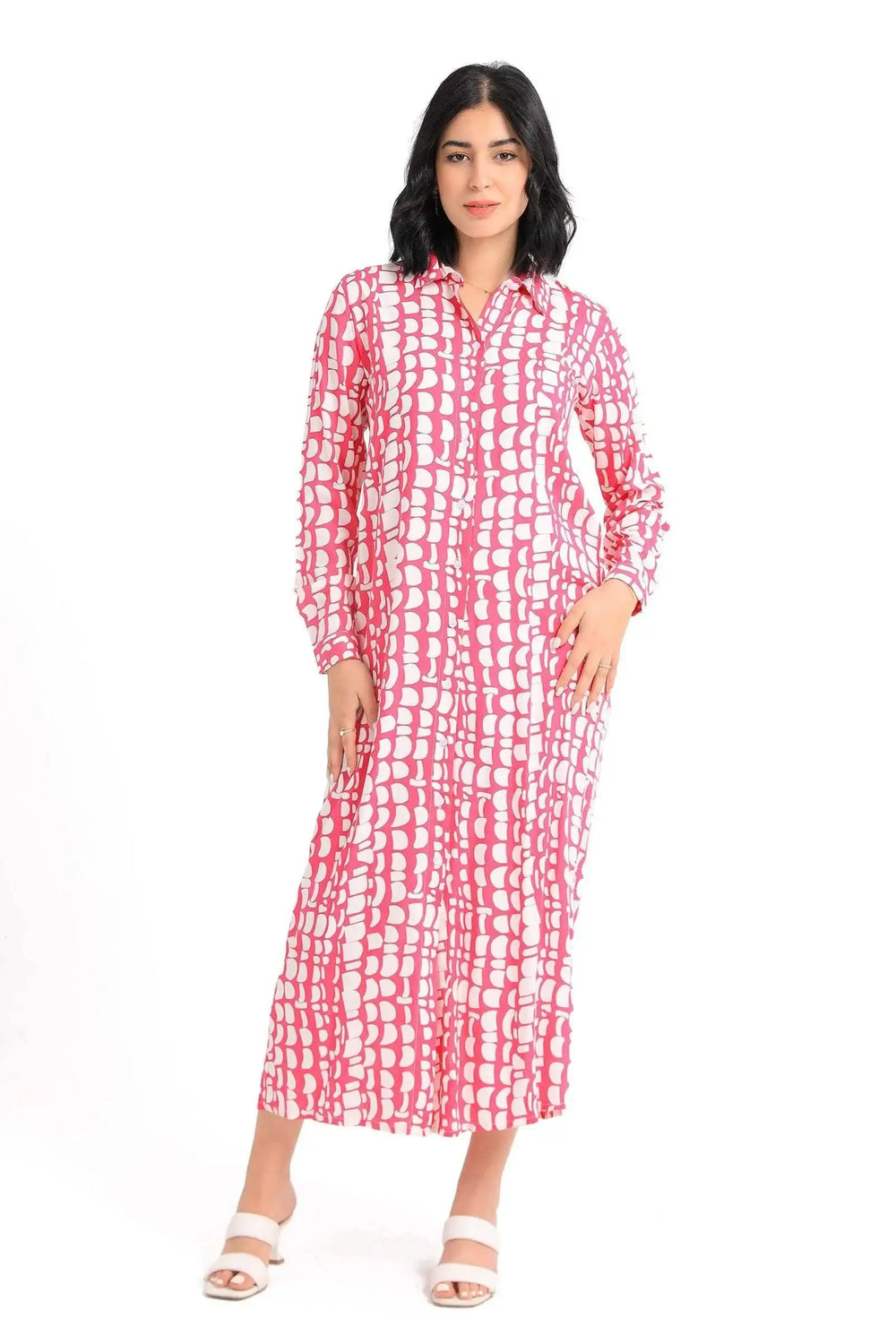 Printed Pattern Shirt Dress - Carina - كارينا