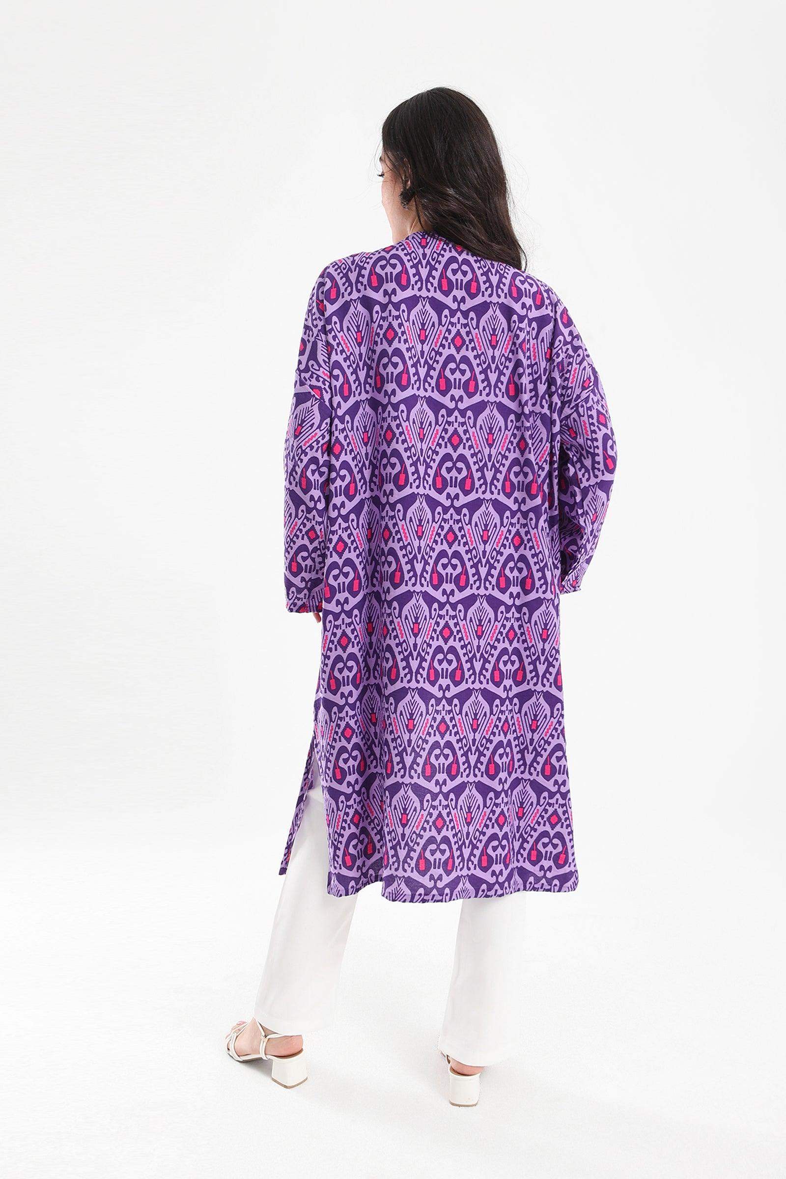 Purple Printed Kimono - Carina - كارينا