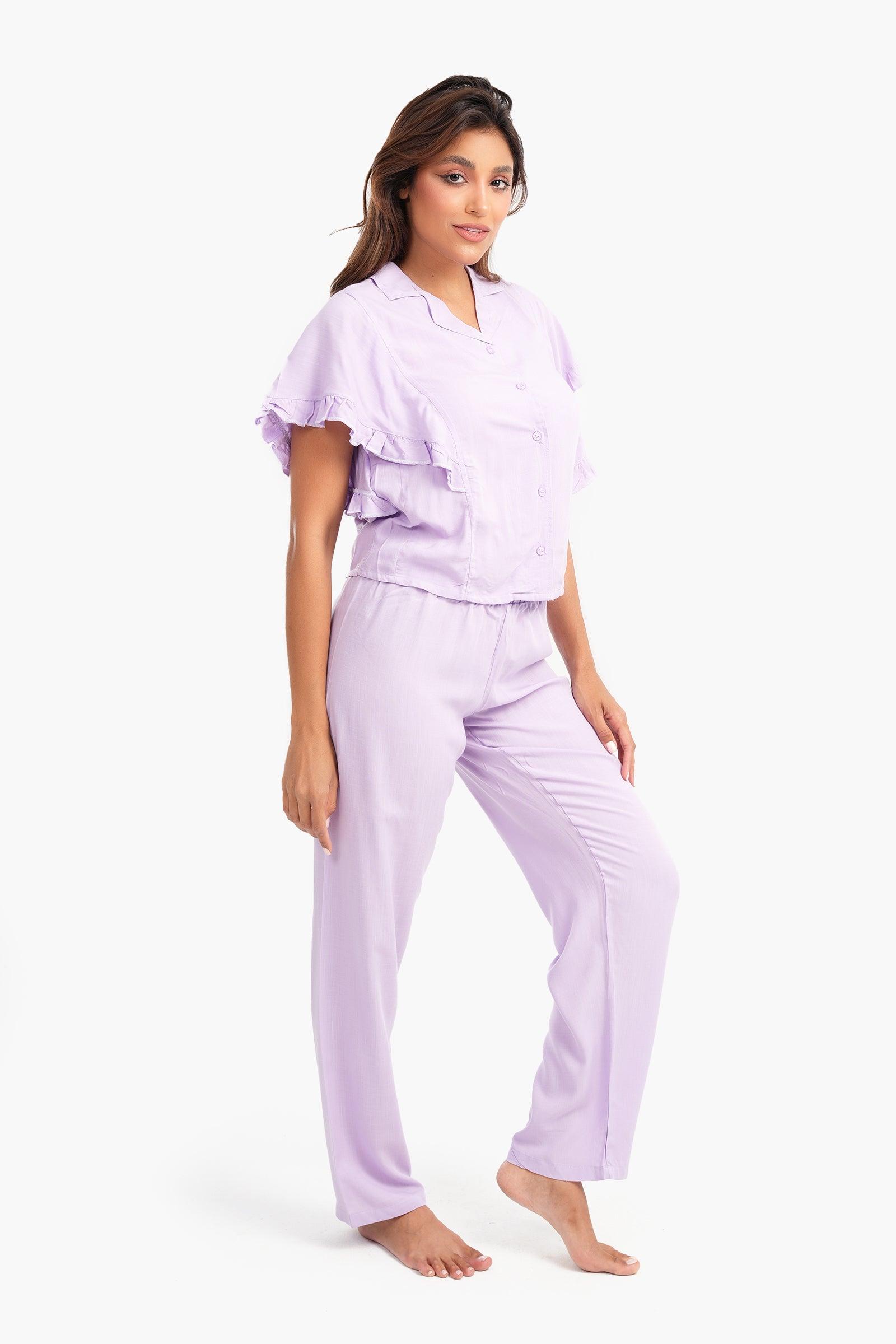 Pyjama Set with Ruffled Sleeves - Carina - كارينا