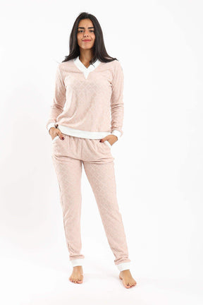 Pyjama Set with White Ribbed Edges - Carina - كارينا