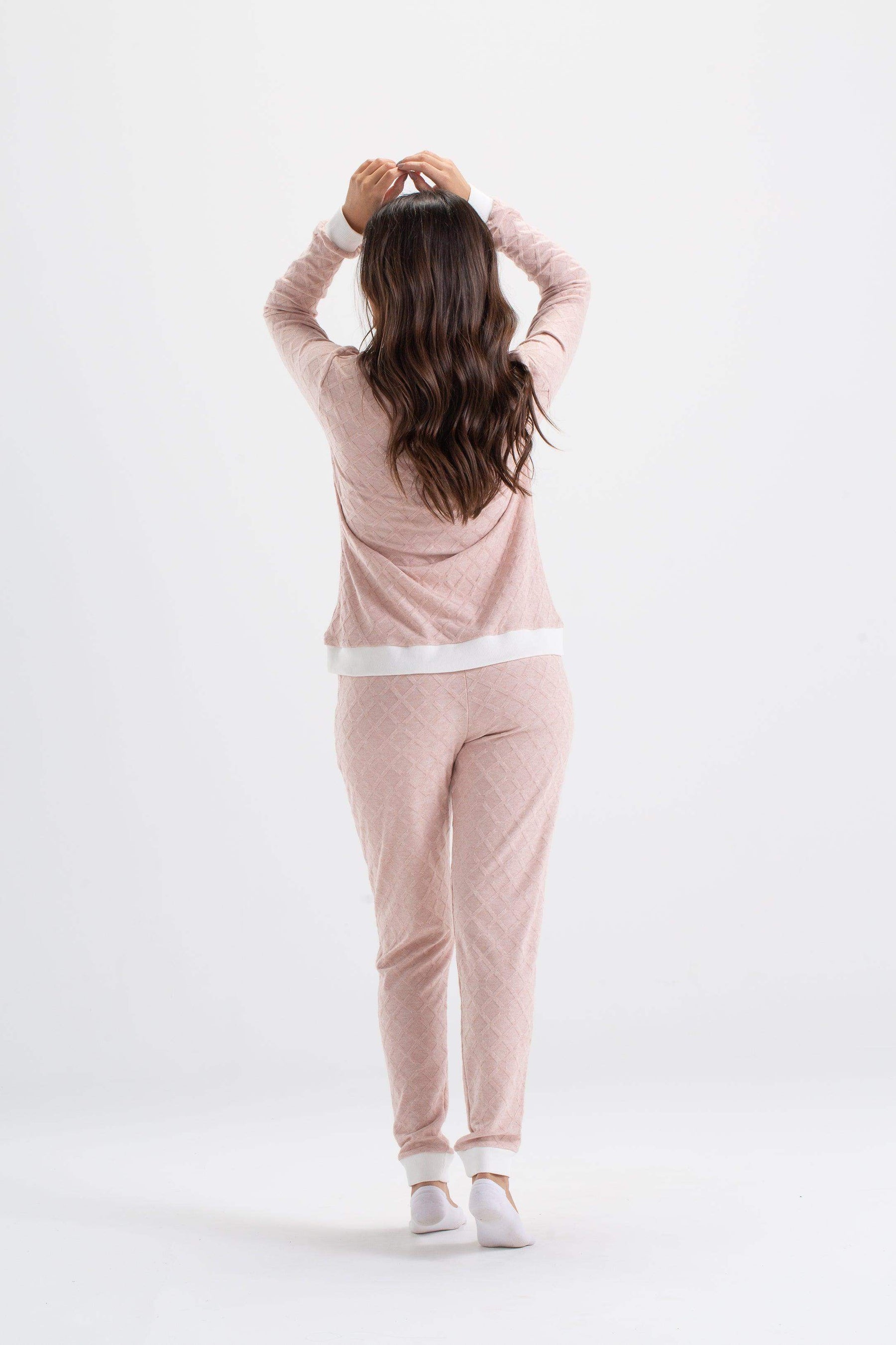 Pyjama Set with White Ribbed Edges - Carina - كارينا