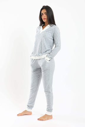 Pyjama Set with White Ribbed Edges - Carina - كارينا