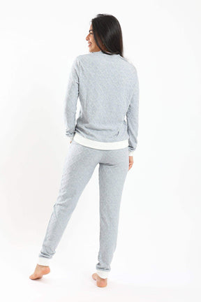 Pyjama Set with White Ribbed Edges - Carina - كارينا