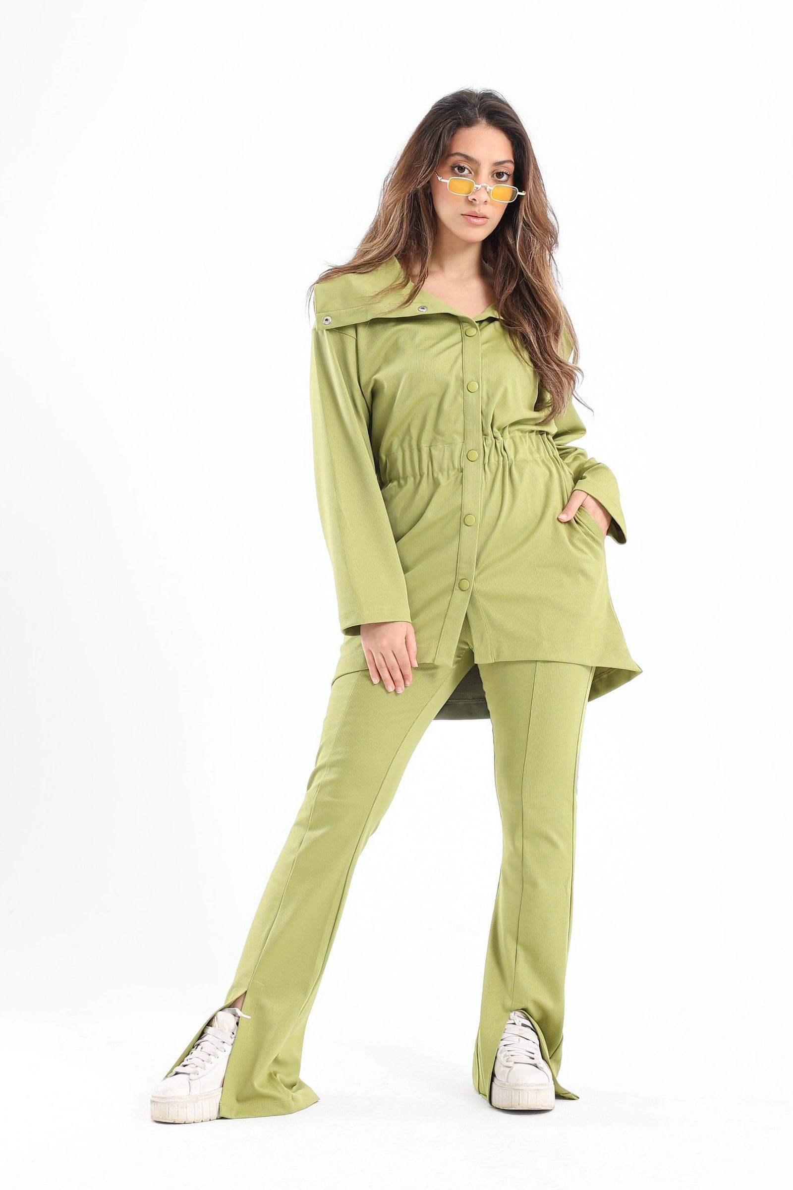 Ribbed Flared Pants With Front Slit | | Carina Wear – Carina