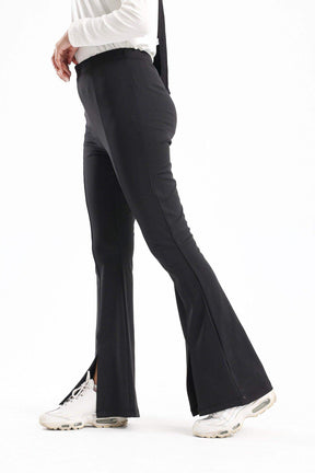 Ribbed Flared Pants With Front Slit - Carina - كارينا