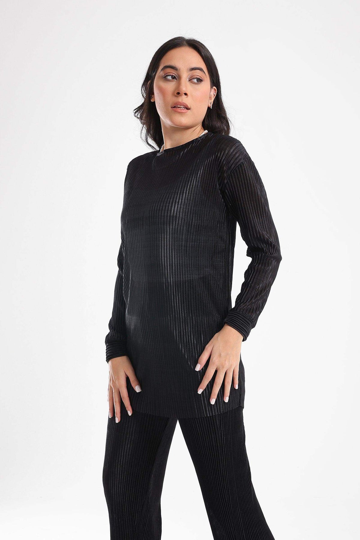Ribbed Voile Blouse - Carina - كارينا