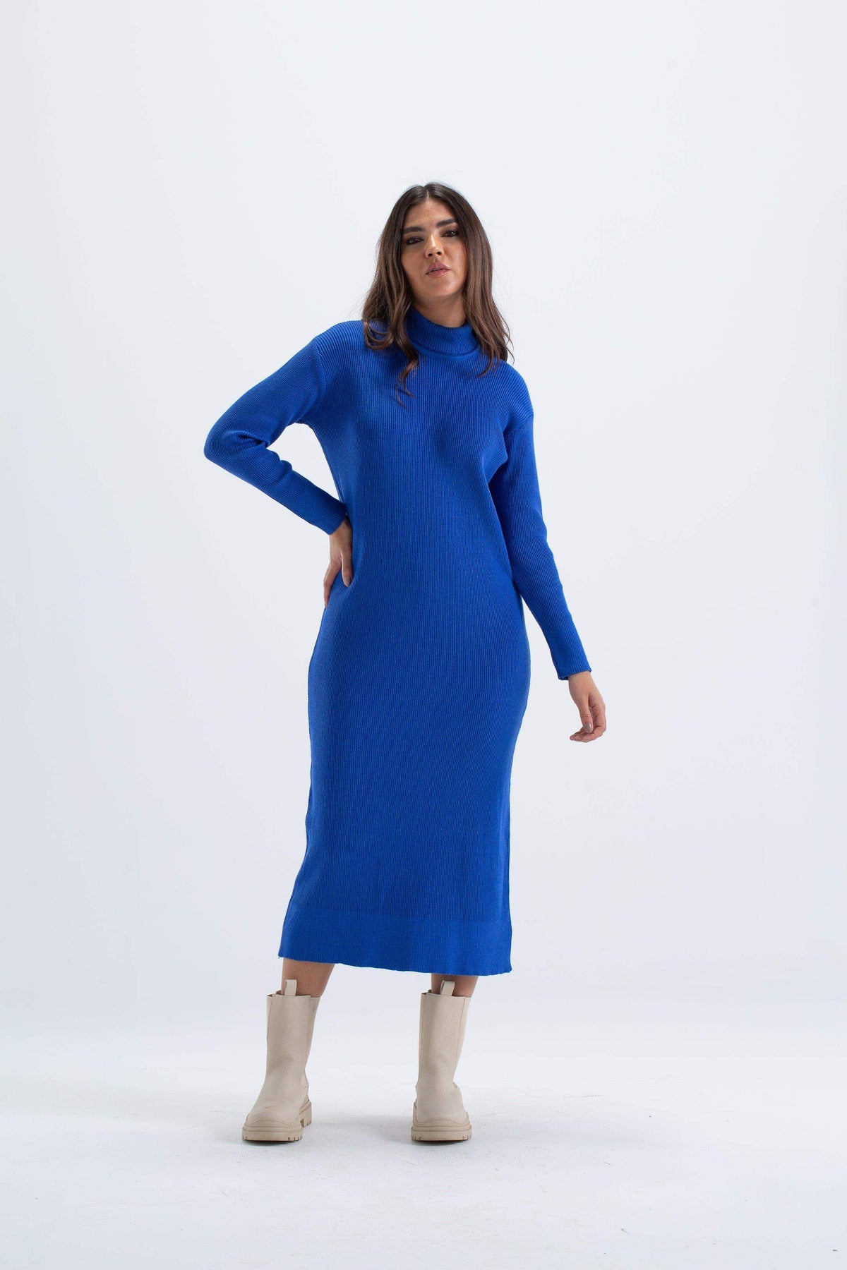Ribbed Wool Midi Dress - Carina - كارينا