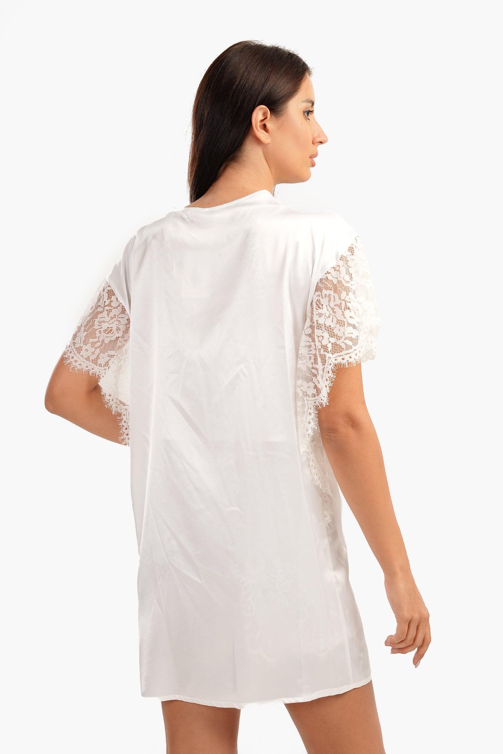 Robe with Lace Short Sleeves - Carina - كارينا