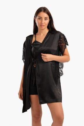 Robe with Lace Short Sleeves - Carina - كارينا