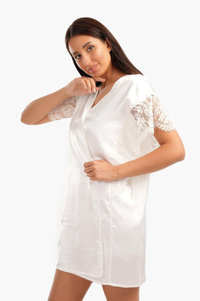 Robe with Lace Short Sleeves - Carina - كارينا