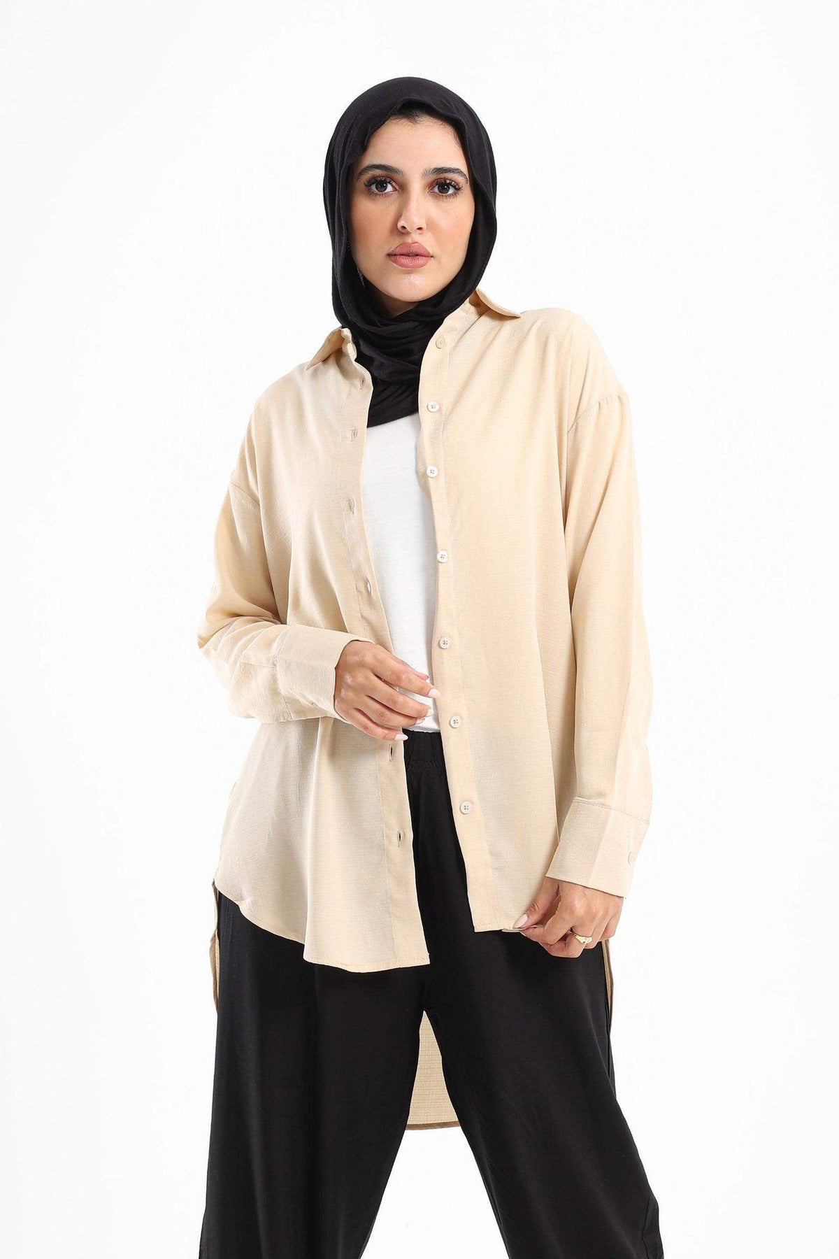 Round Hem Plain Shirt - Carina - كارينا