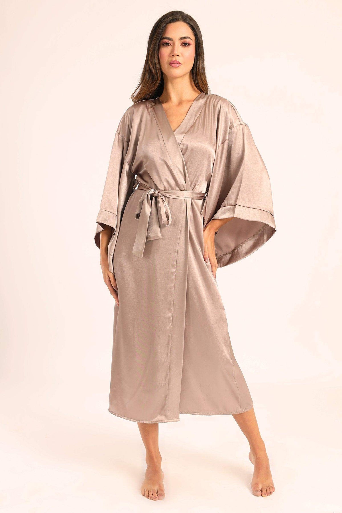 Satin Drop Shoulder Robe - Carina - كارينا