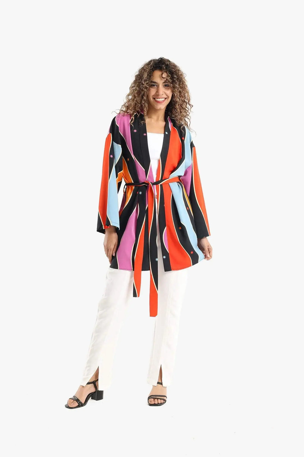 Satin Dropped Shoulder Kimono - Carina - كارينا