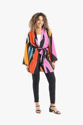 Satin Dropped Shoulder Kimono - Carina - كارينا