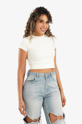 Short Sleeves Cropped Top - Carina - كارينا