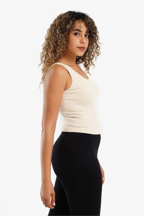 Square Back Ribbed Top - Carina - كارينا