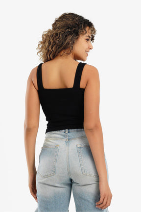 Square Back Ribbed Top - Carina - كارينا