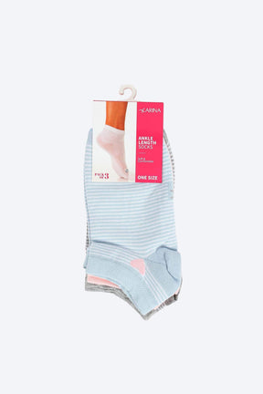 Striped Colored Socks - 3 Pairs - Carina - كارينا