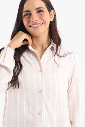 Striped Full Placket Long Shirt - Carina - كارينا