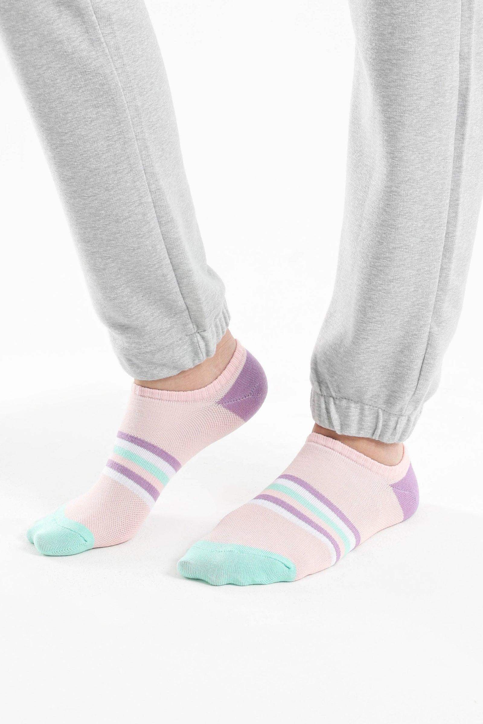 Striped Low Cut Socks - 3 Pairs - Carina - كارينا