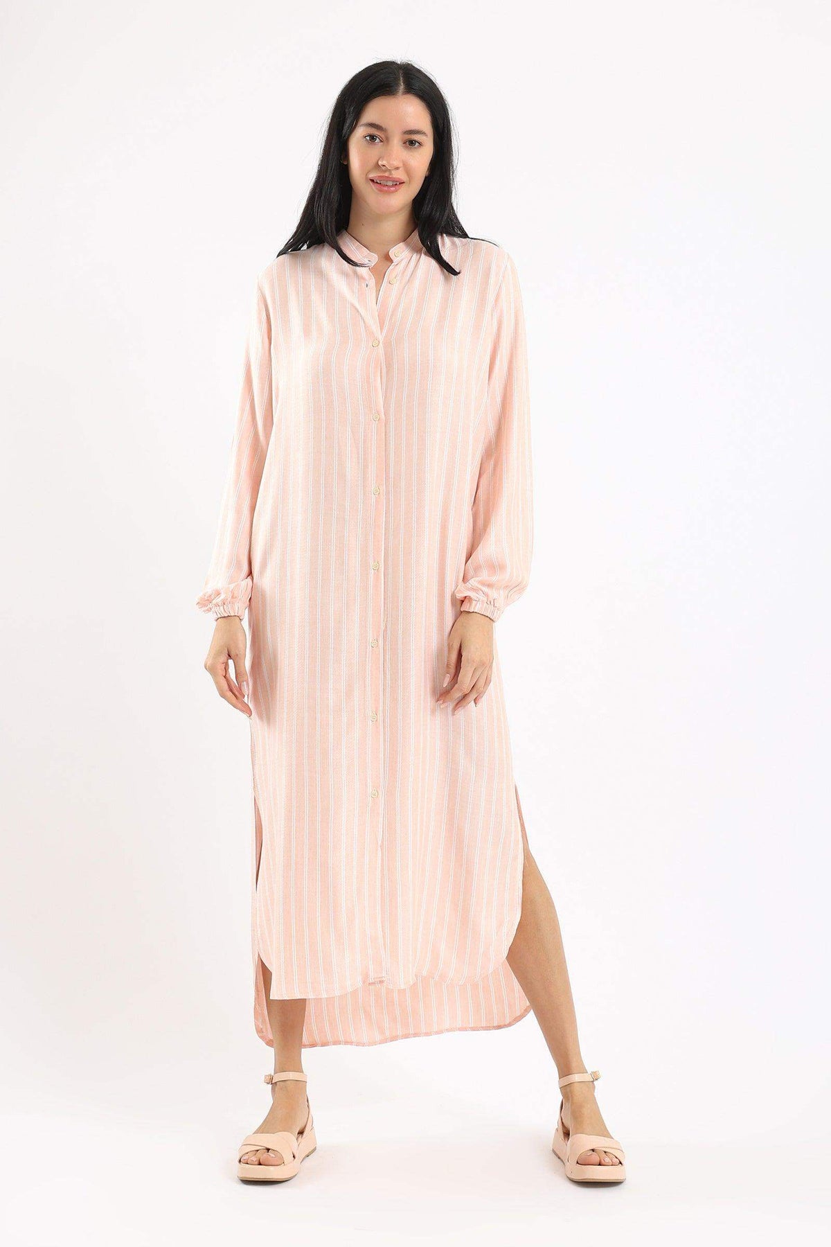 Striped Midi Shirt Dress - Carina - كارينا
