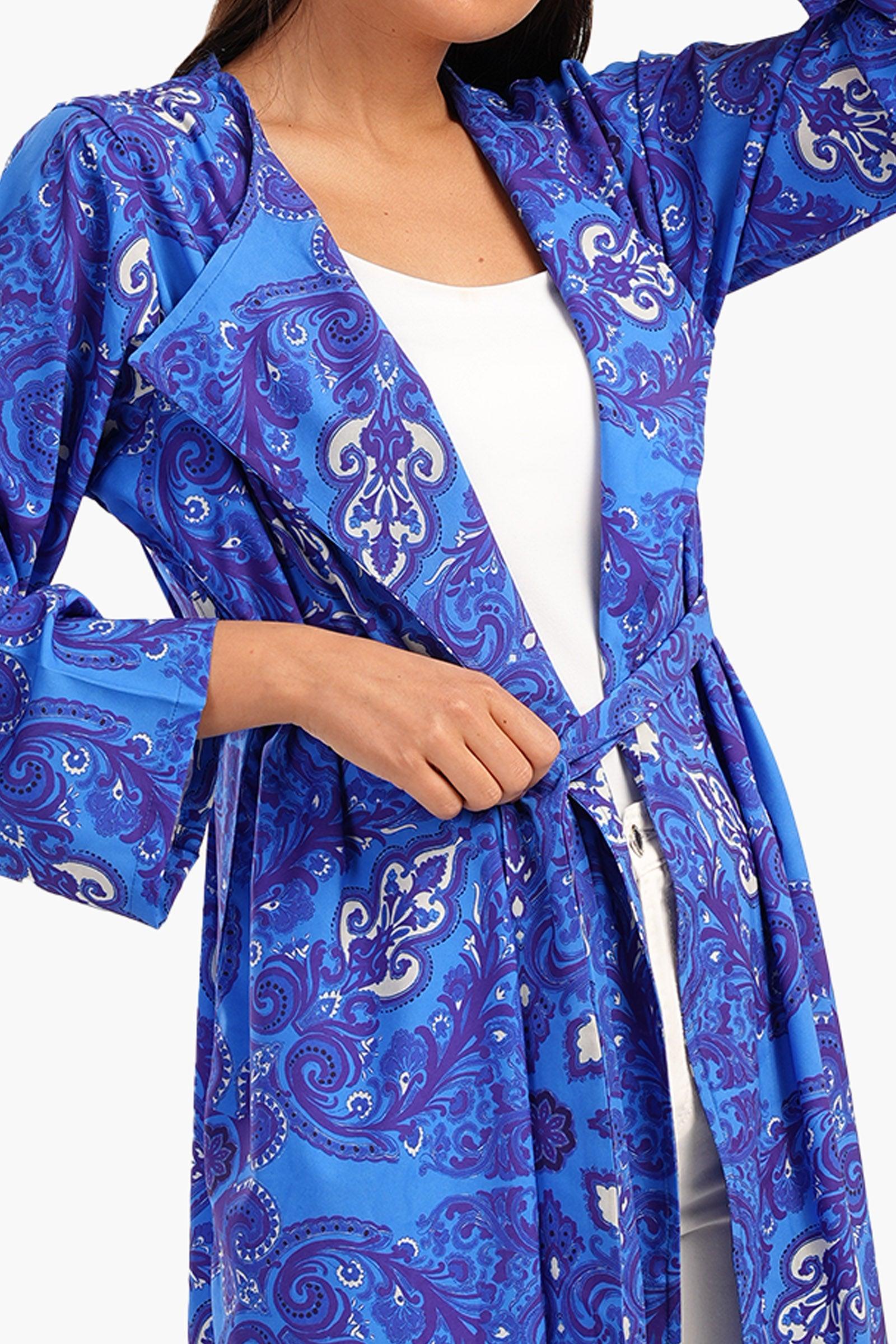 Summer Printed Blue Cardigan - Carina - كارينا