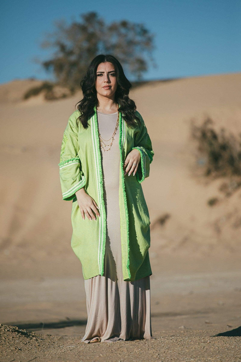 Tassels Hem Open Front Kimono - Carina - كارينا