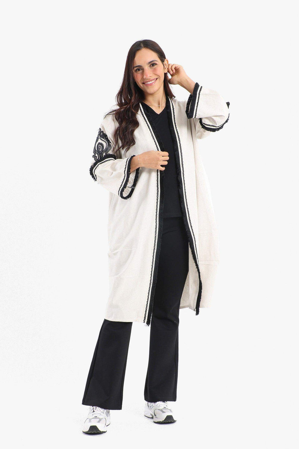 Tassels Hem Open Front Kimono - Carina - كارينا