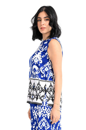 Tribe Pattern Sleeveless Blouse - Carina - كارينا