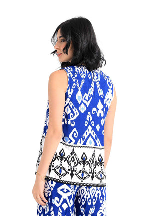 Tribe Pattern Sleeveless Blouse - Carina - كارينا