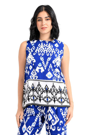 Tribe Pattern Sleeveless Blouse - Carina - كارينا