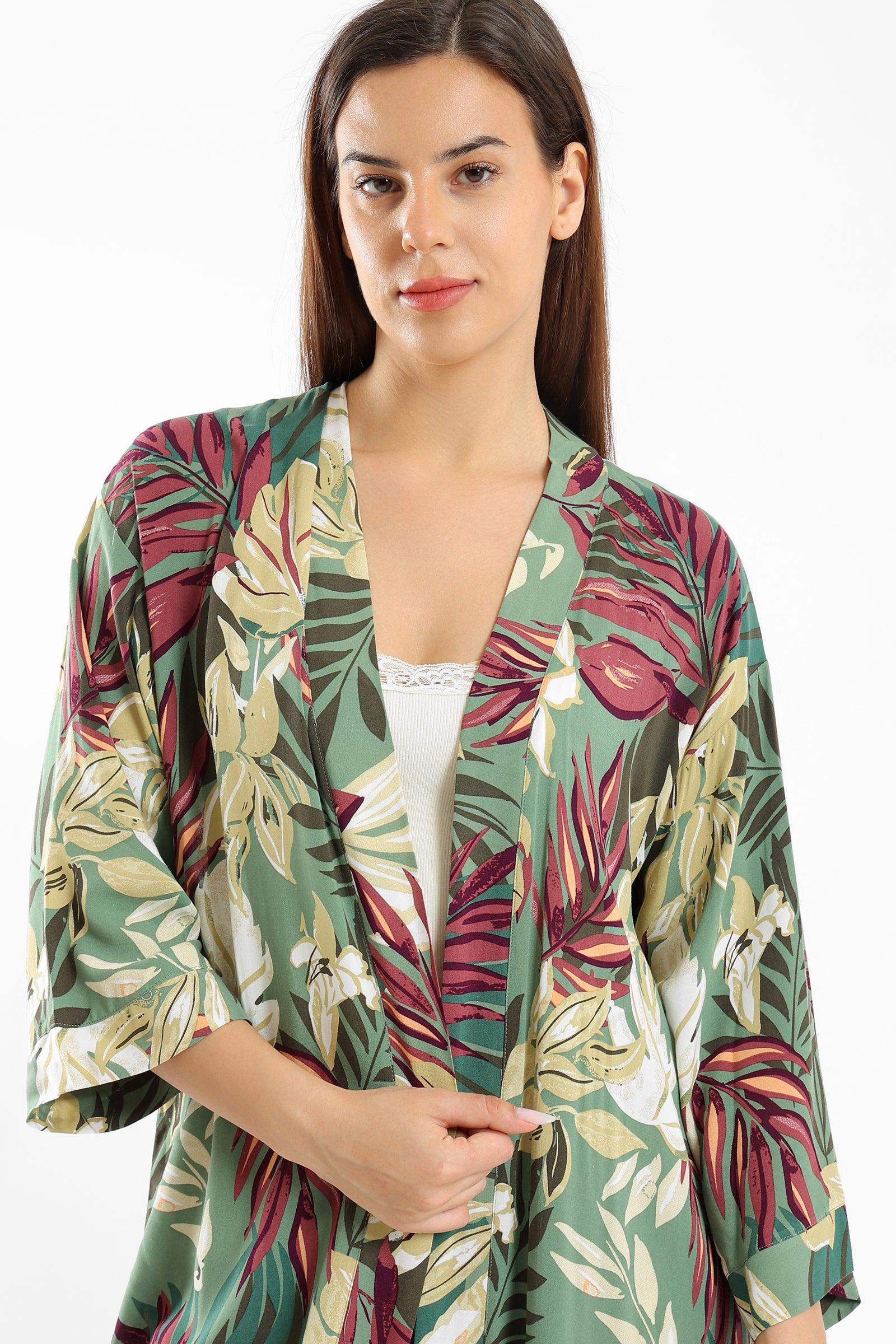 Tropical Print Pyjama Kimono - Carina - كارينا