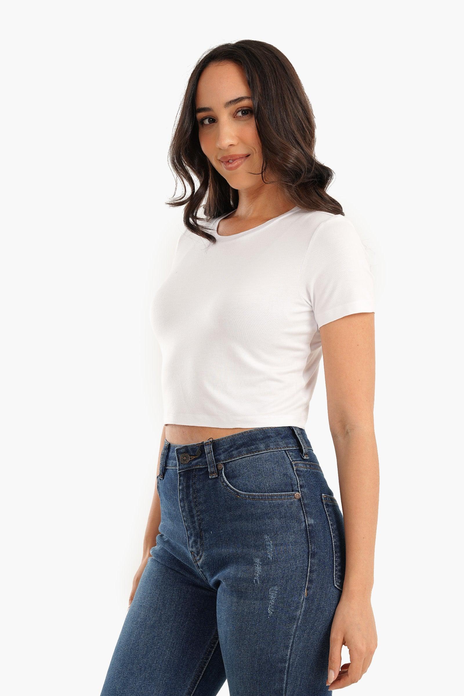 Viscose Plain Crop Top - Carina - كارينا