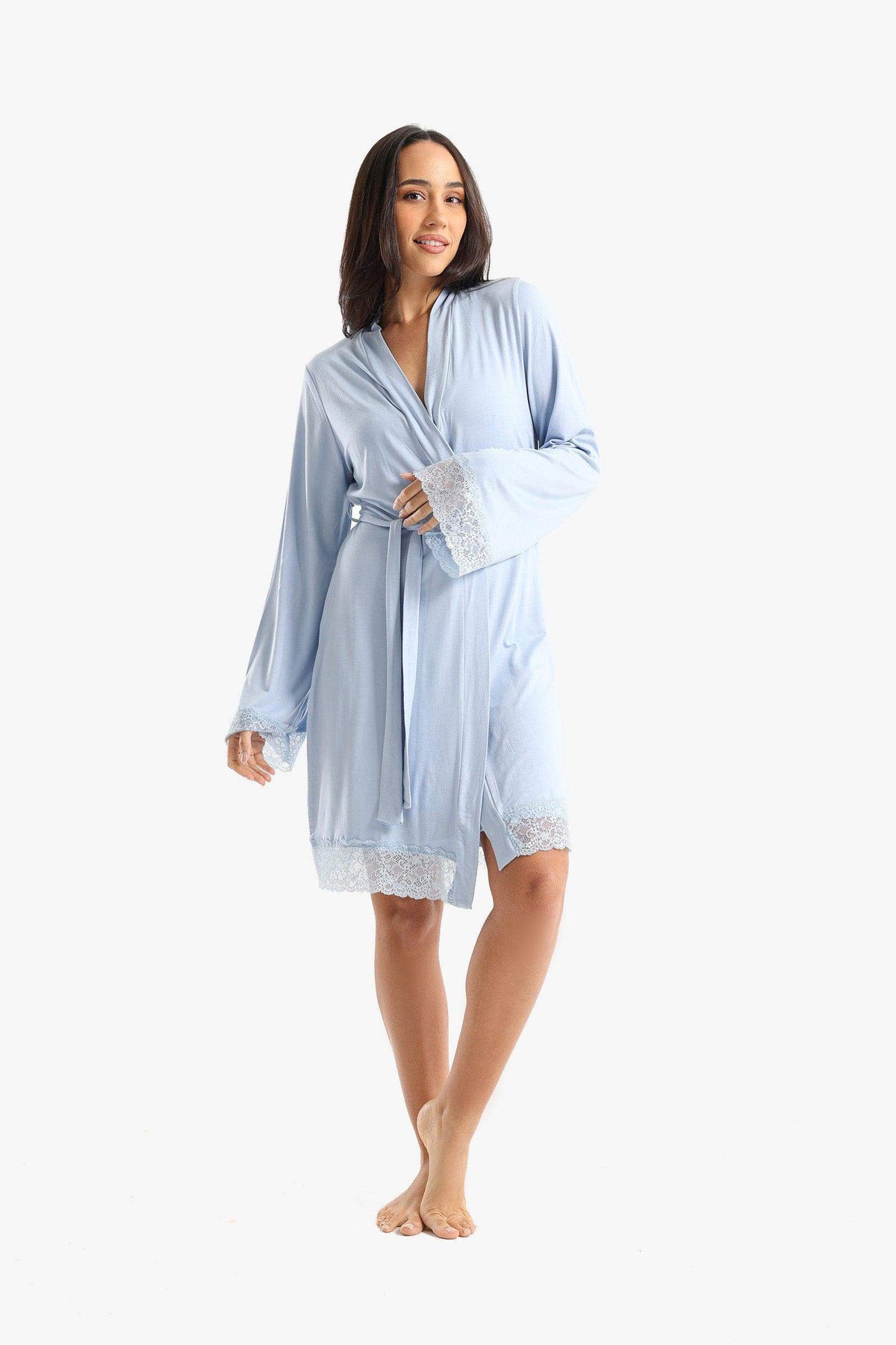 Viscose Robe with Lace Details - Carina - كارينا