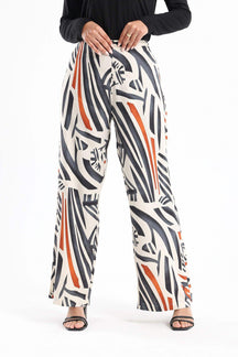 Viscose Tritone Printed Pants - Carina - كارينا