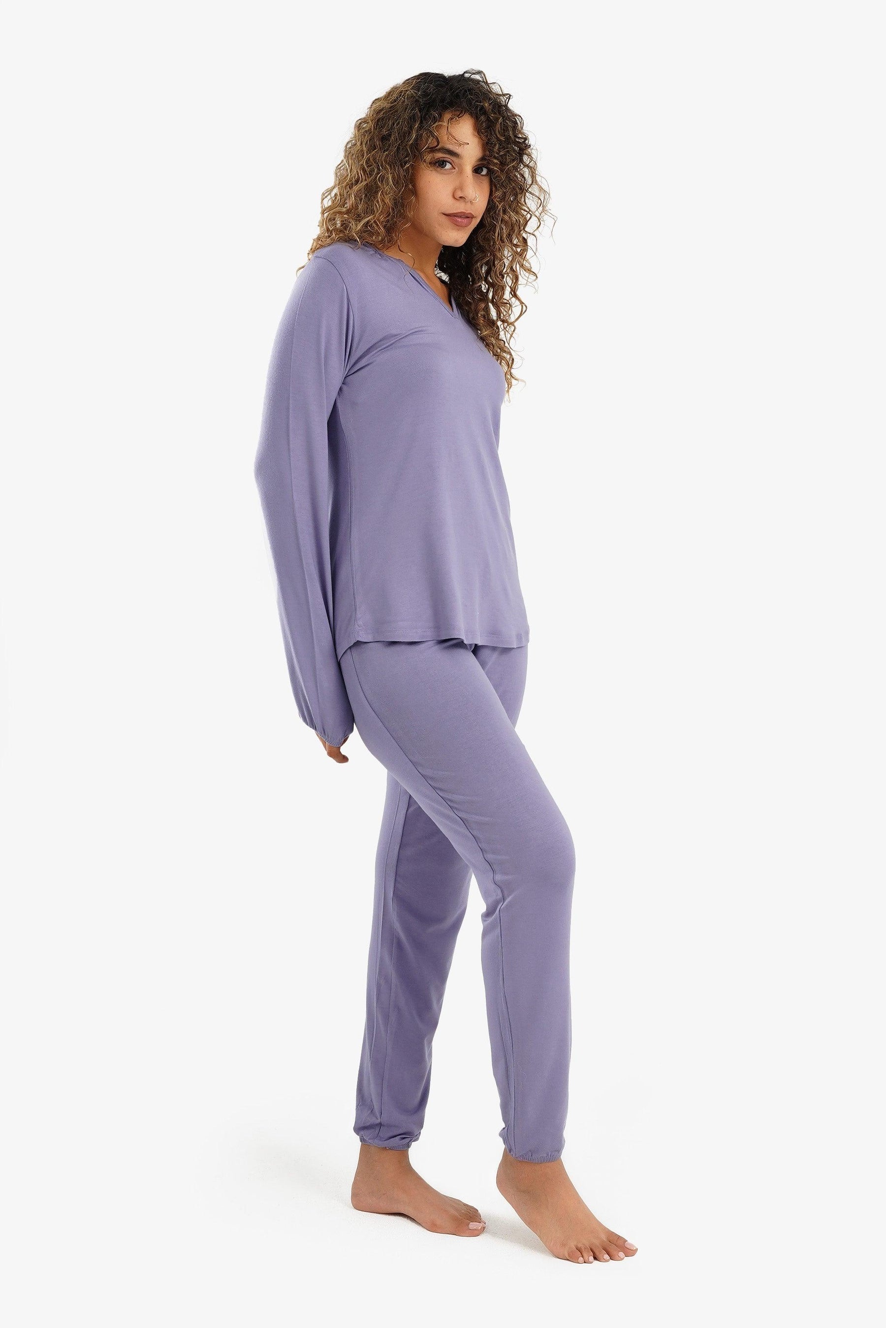 Viscose V-Neck Pyjama Set - Carina - كارينا