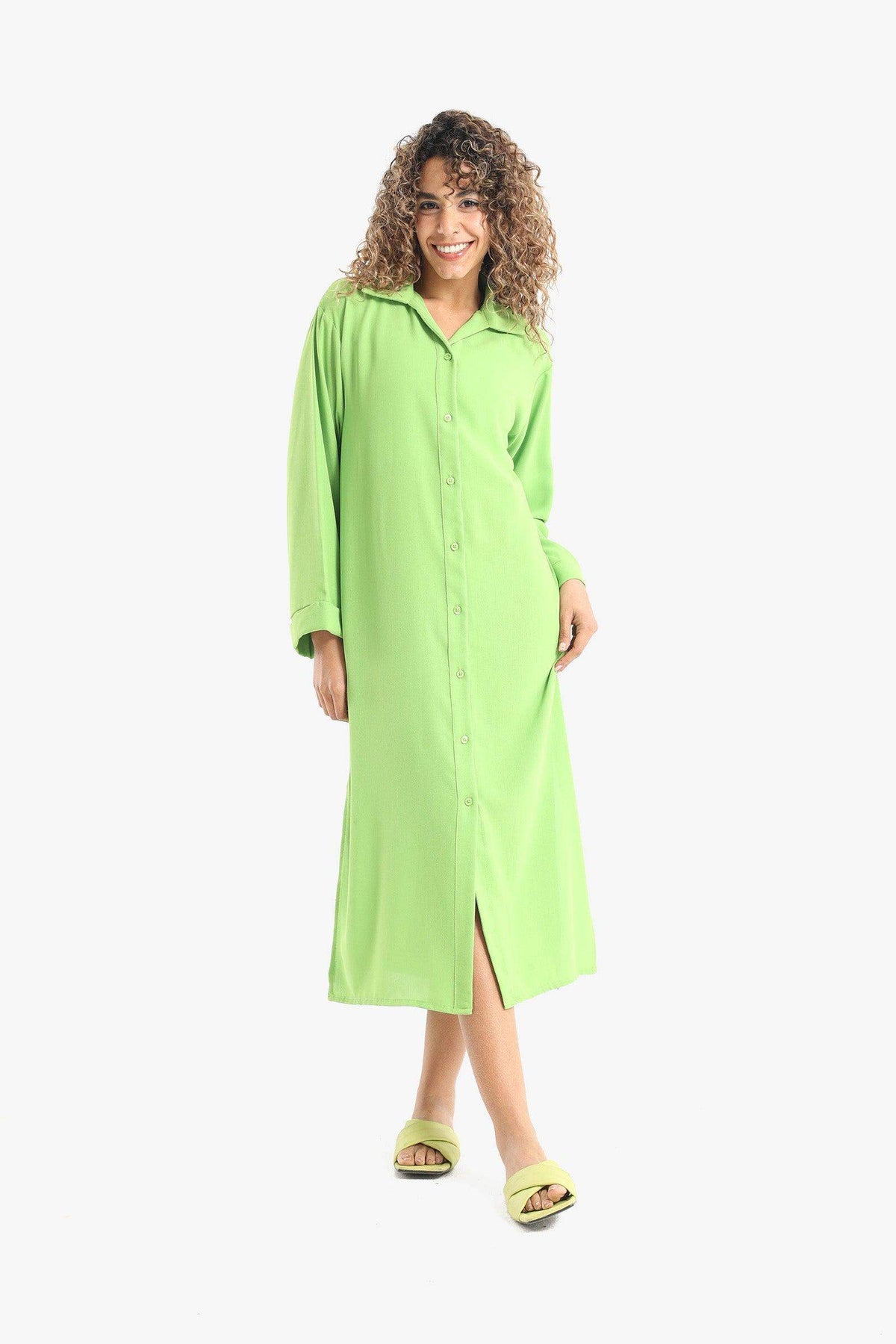 Voile Solid Shirt Dress - Carina - كارينا