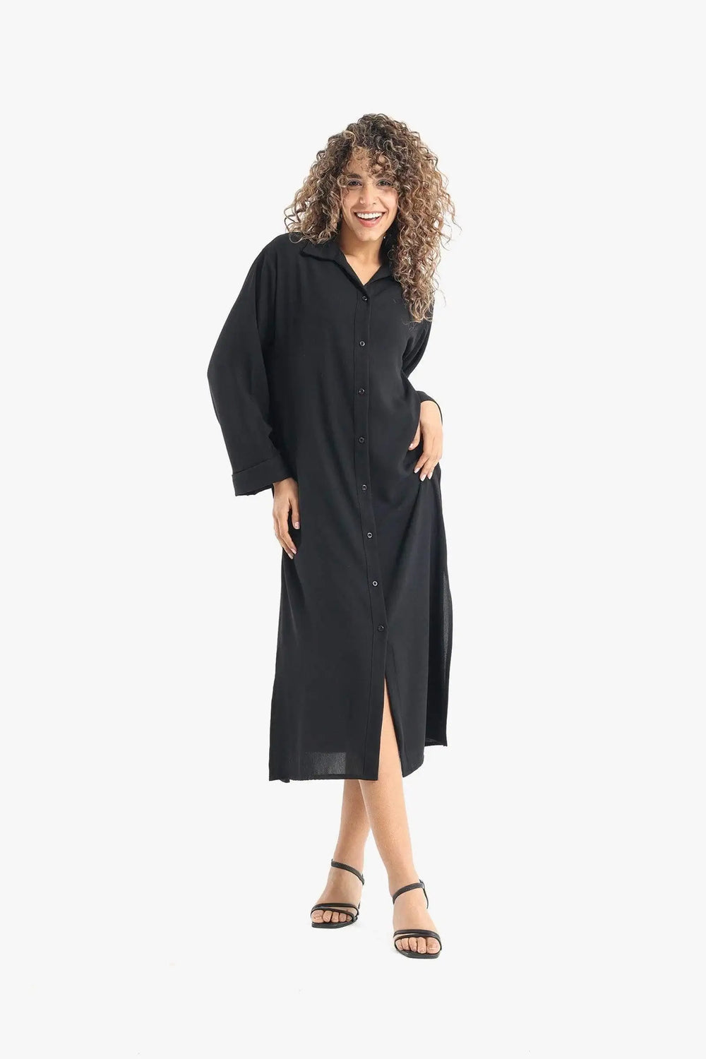 Voile Solid Shirt Dress - Carina - كارينا
