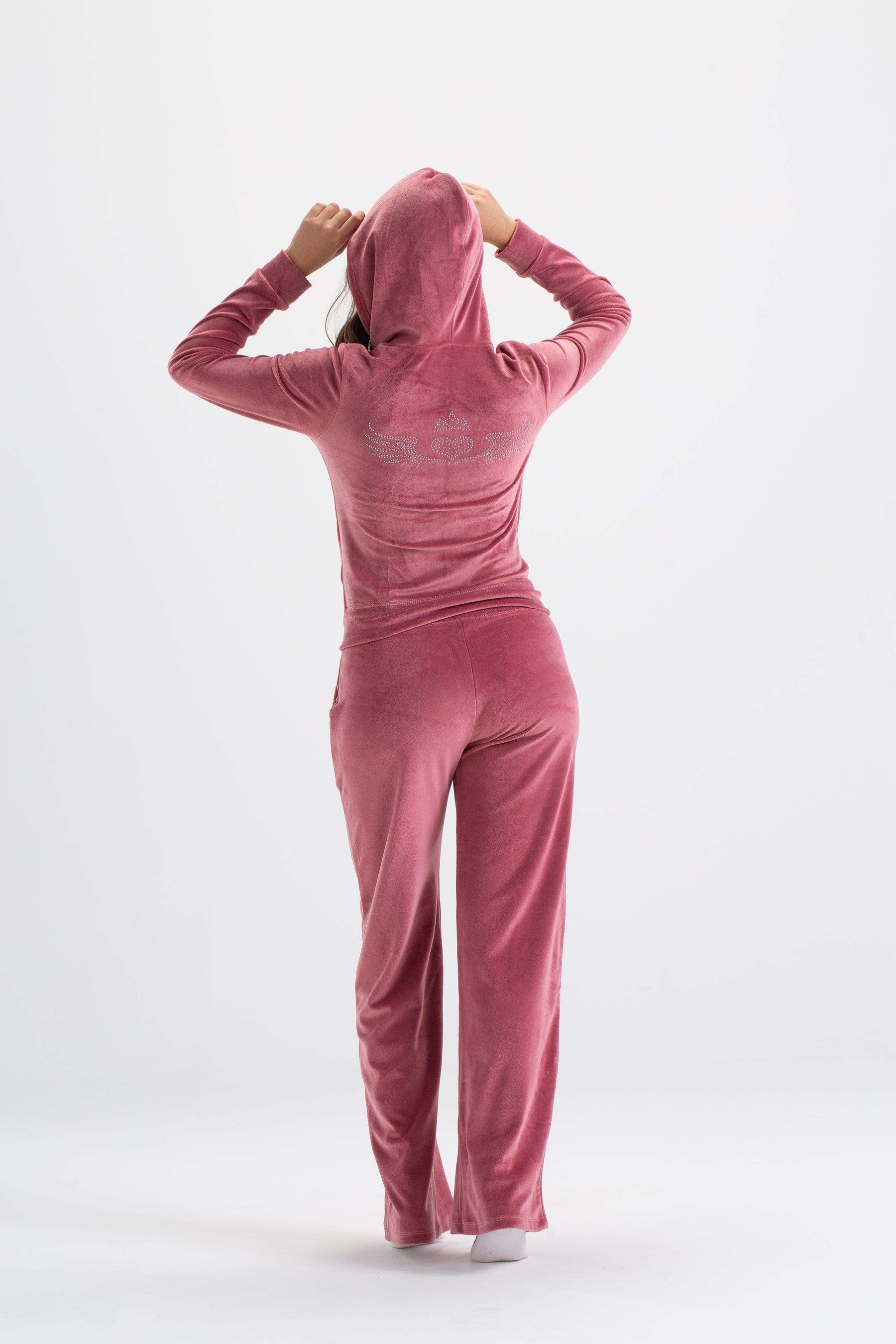 Warm Pink Velvet Pyjama Set - Carina - كارينا
