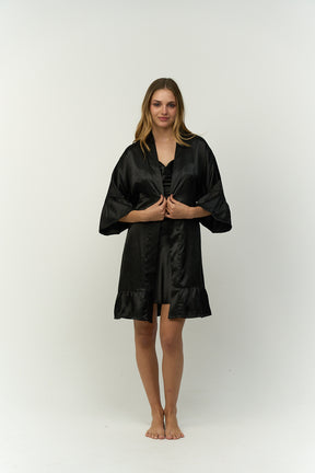 Playful Sleeves Satin Robe