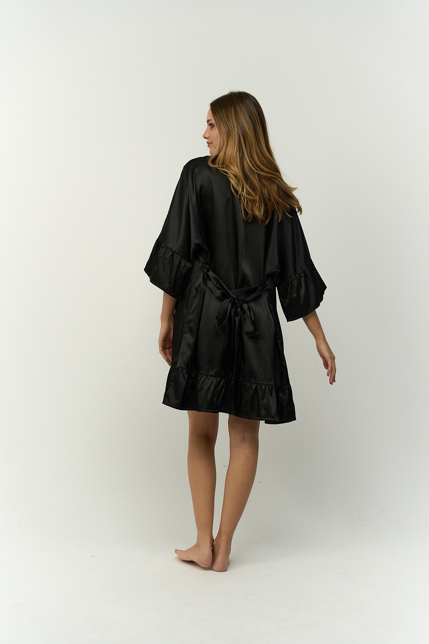 Playful Sleeves Satin Robe