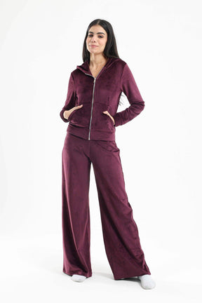 Wine Velvet Pyjama Set - Carina - كارينا