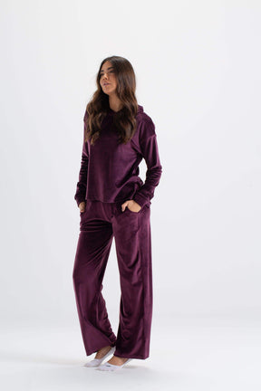 Wine Velvet Pyjama Set - Carina - كارينا