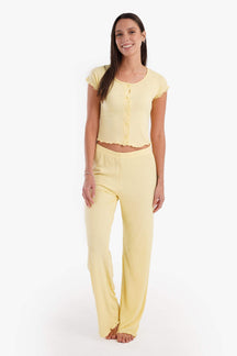 Yellow Ribbed Pyjama Set - Carina - كارينا