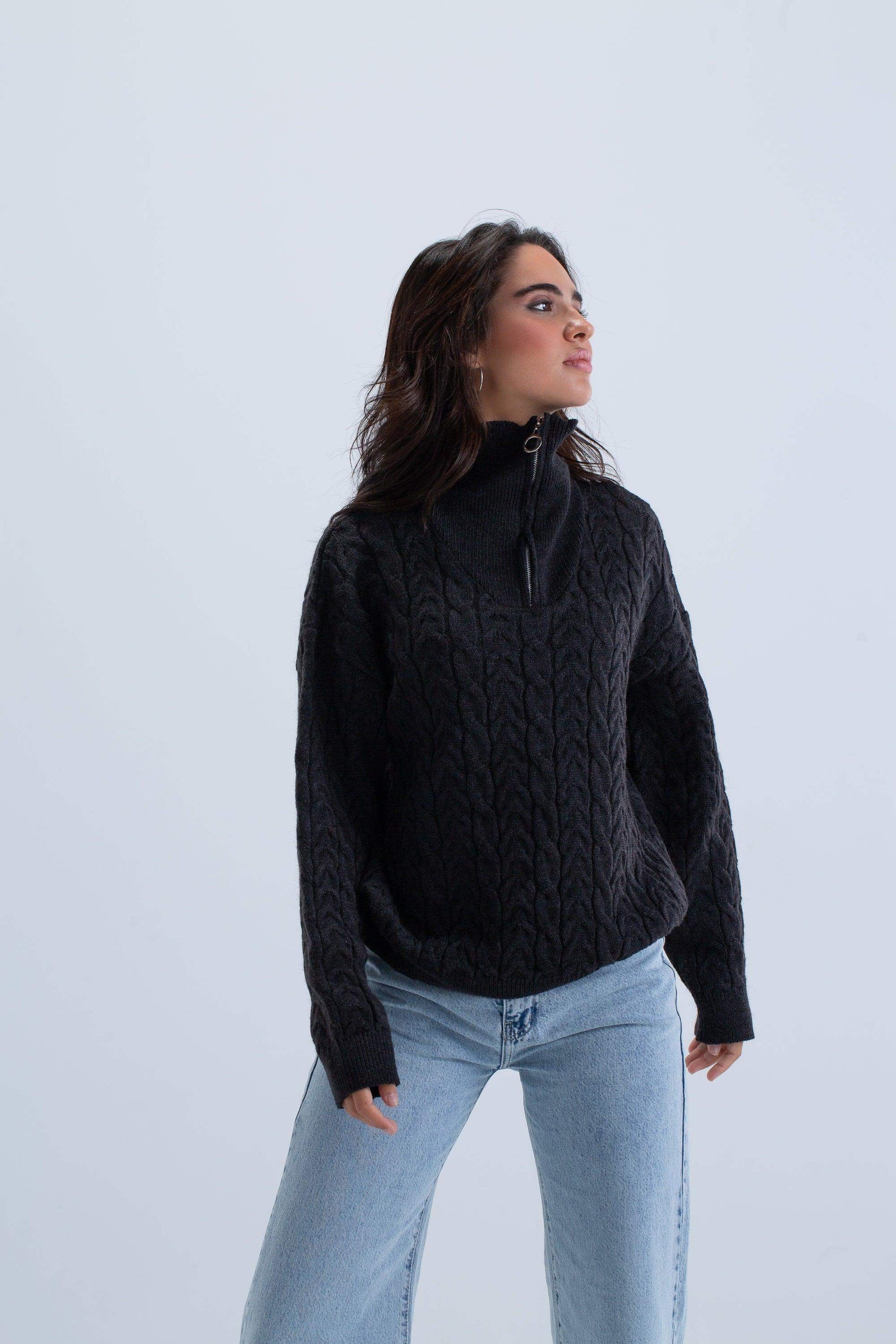 Zip Up Collared Pullover - Carina - كارينا