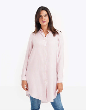 Banker-Striped Long Sleeve Tunic Shirt - Carina - كارينا