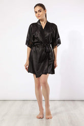 Black Lace Cuff Robe - Carina - كارينا