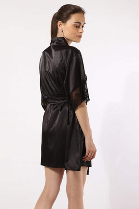 Black Lace Cuff Robe - Carina - كارينا