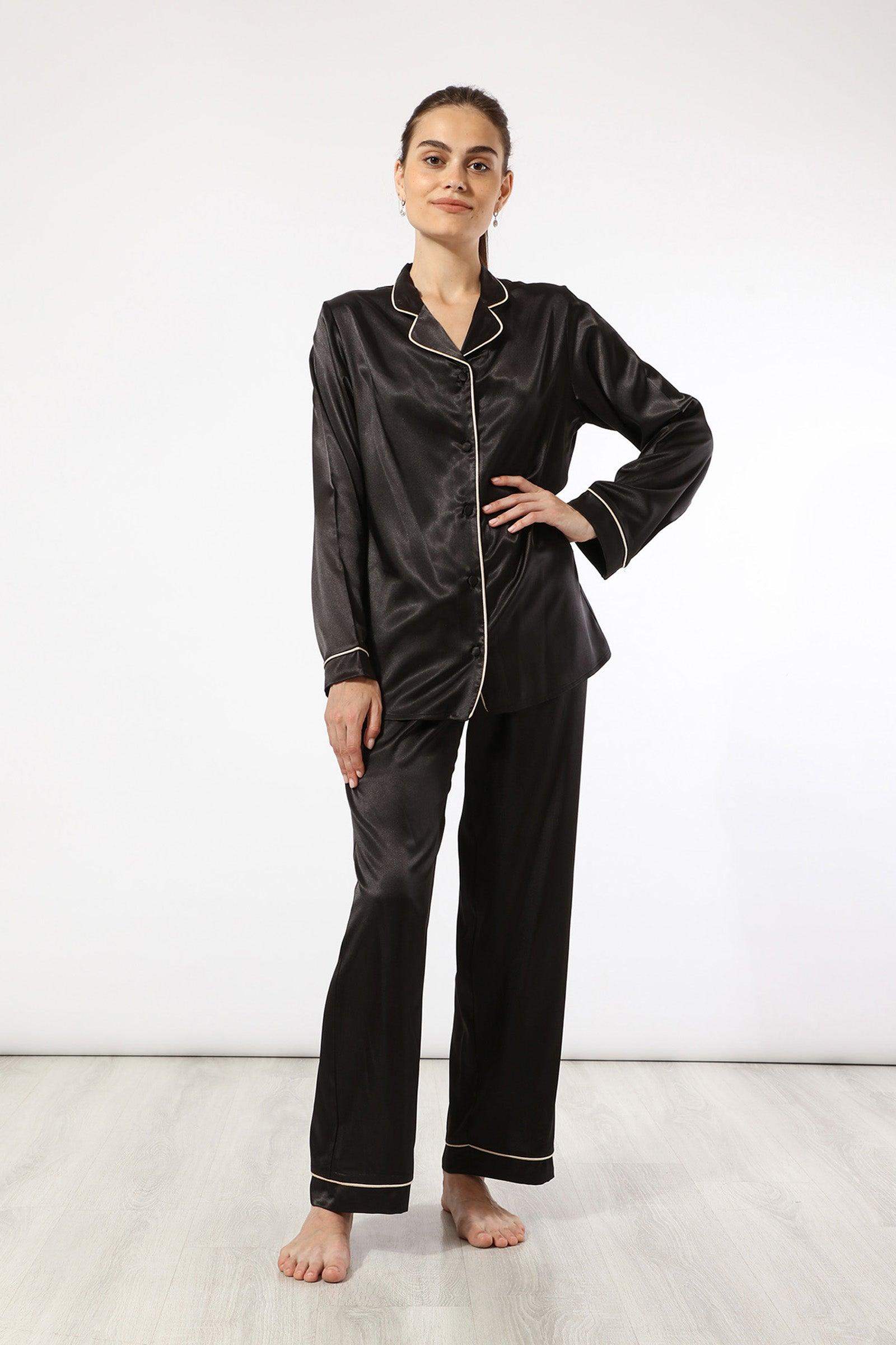 Classy Black Long Sleeve Pyjama Set - Carina - كارينا